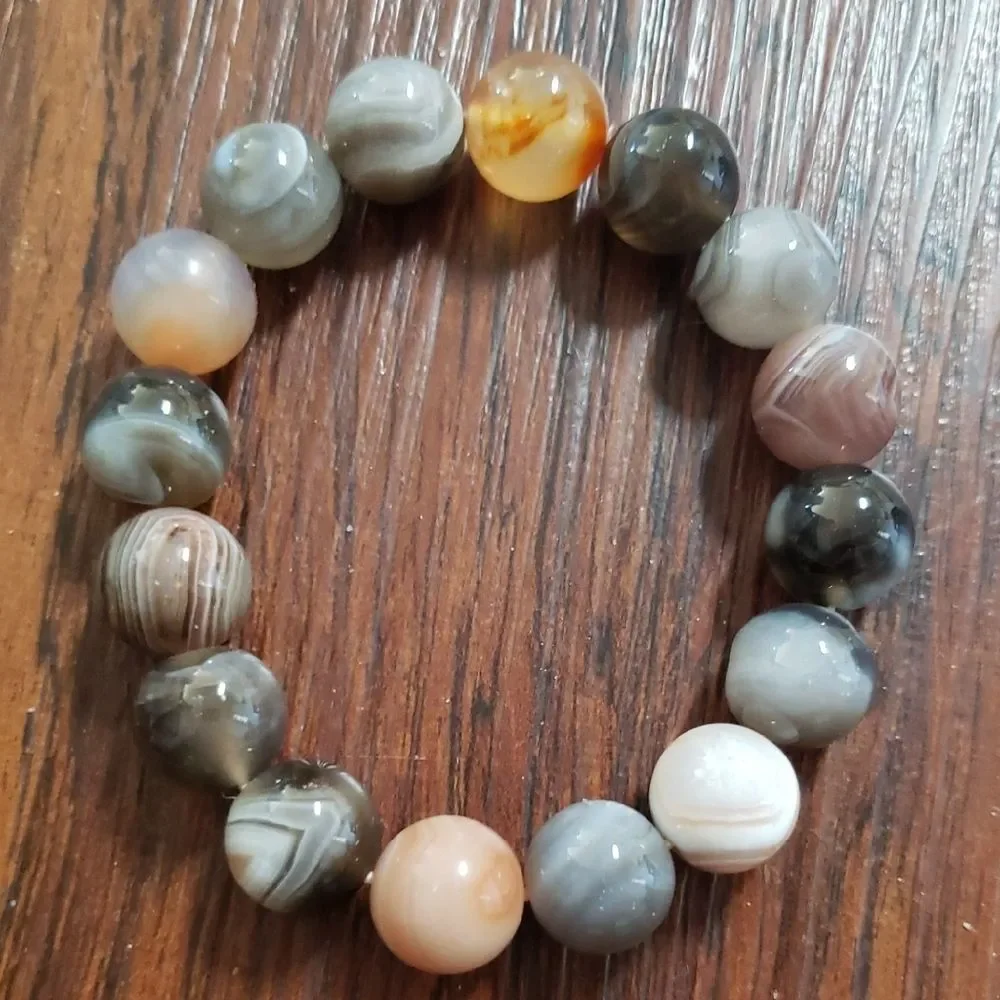 Botswana Agate Crystal Beaded Necklace and Bracelet Set Chic Feminine Retro